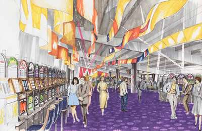 Artists impression of the smaller gaming floor, proposed for Sandown Park