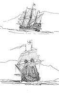 Pencil sketch of The Golden Hind